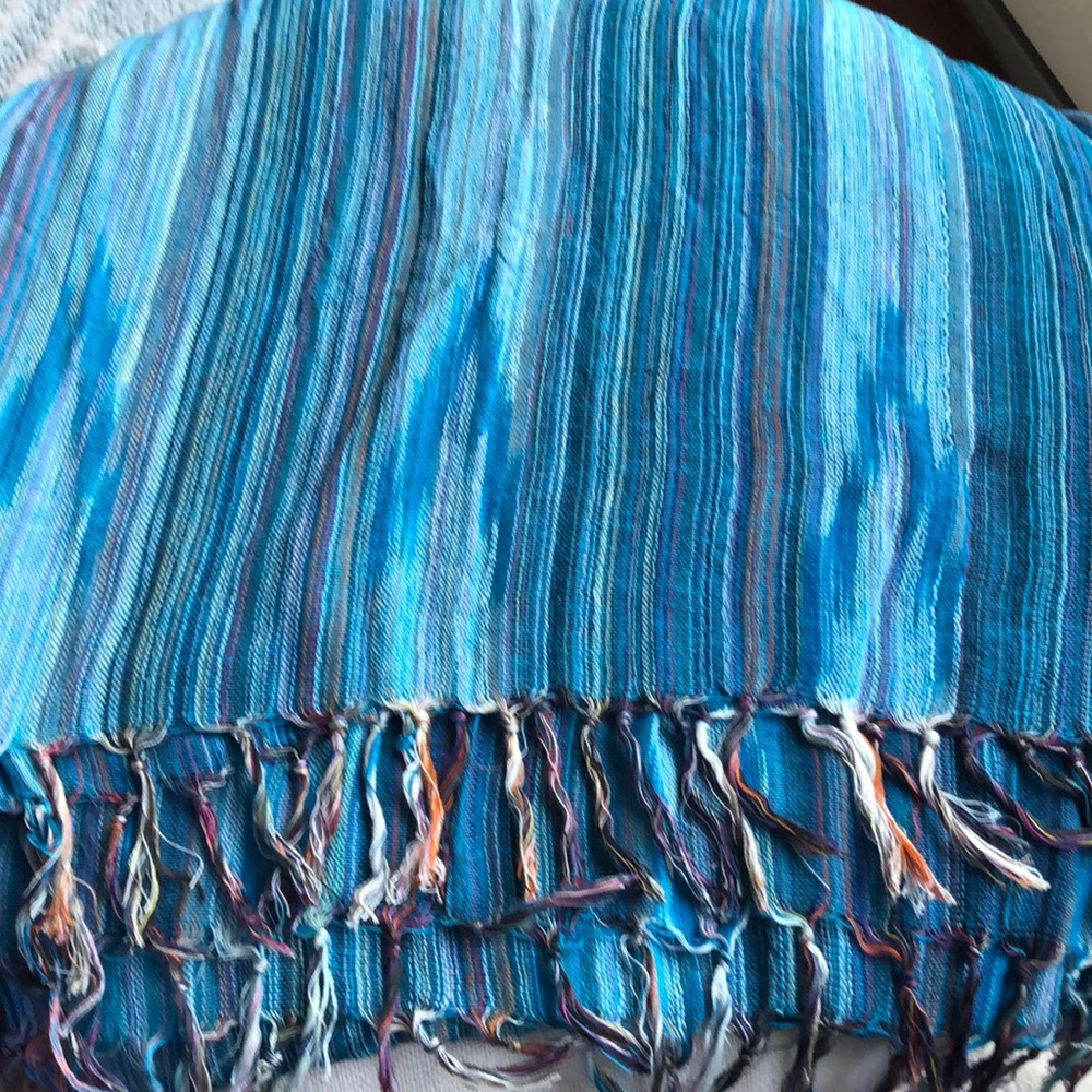 NEW Batik Sarong/Scarf in Rich Blue Tones W/Tassels 68” X 36”100% Cotton